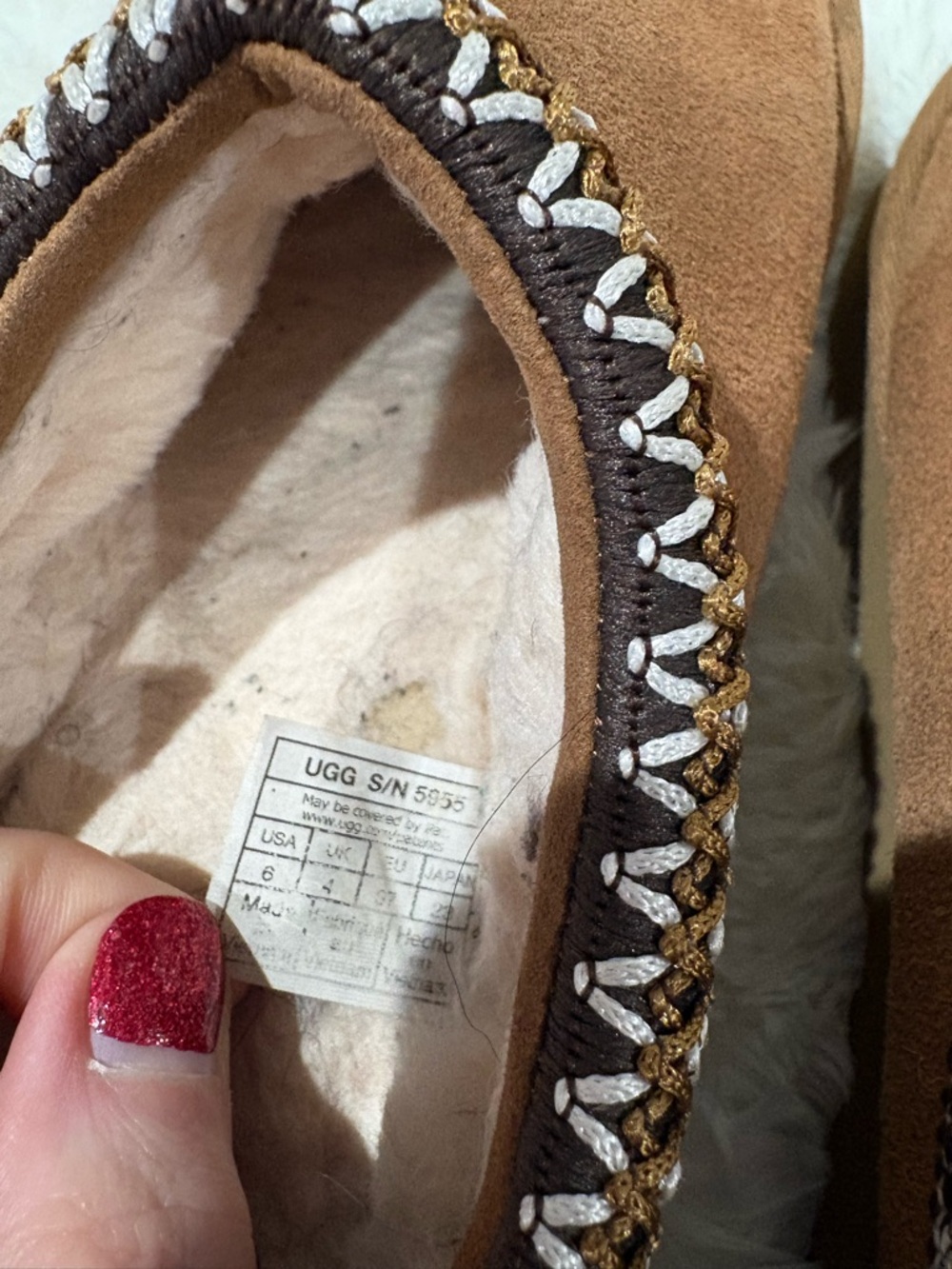 UGG Brown Suede Slip-On Moccasins with Decorative Trim - Picture 9 of 9